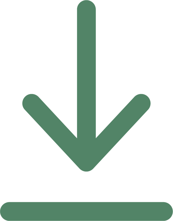 Grünes Download Icon mit Pfeil und Strich